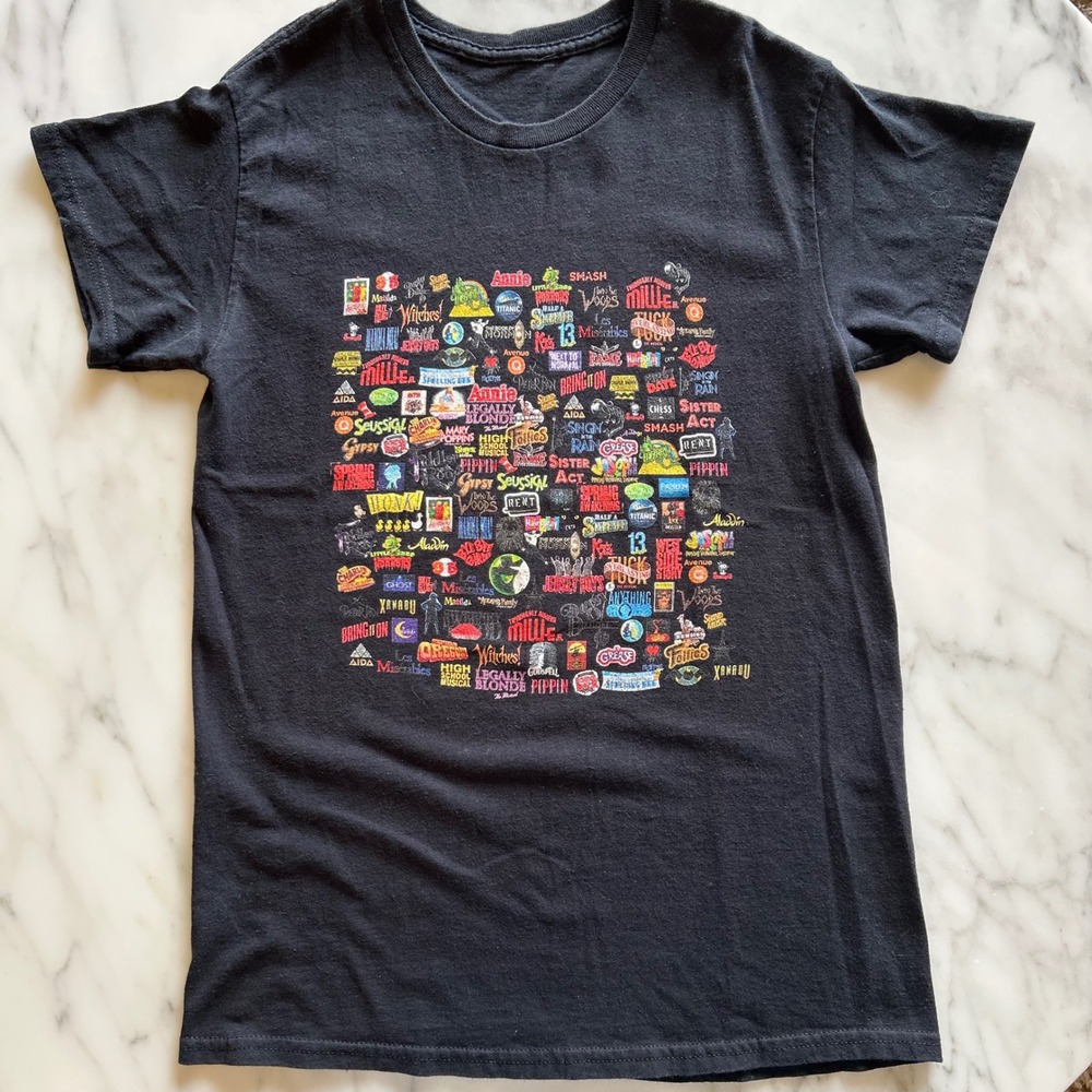 Unisex Black T‎ Shirt Broadway Musical Theatre Graphic Tee Size S
